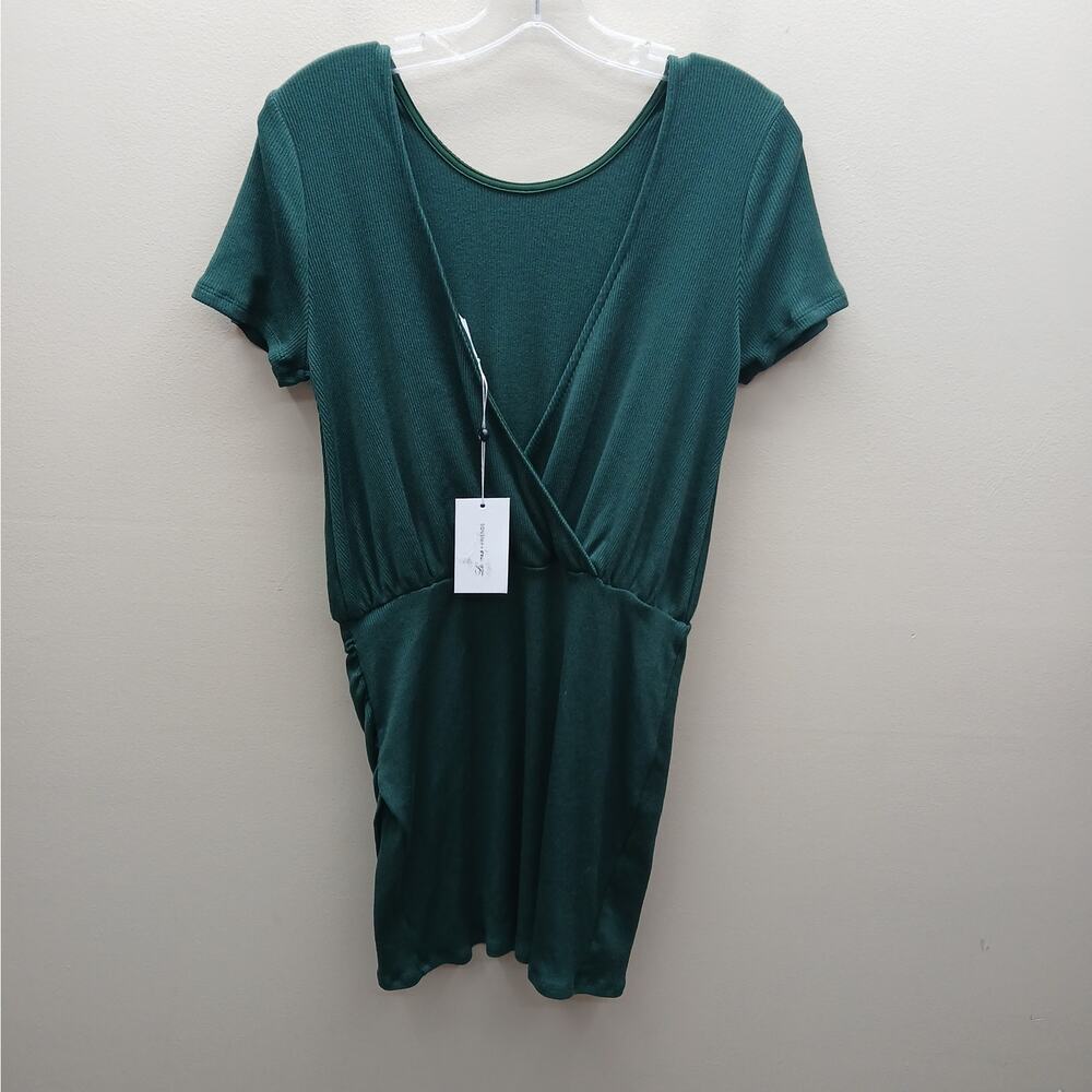 Lovers + Friends NWT Knit Jenner Mini Dress Minimalist Forest Green SZ Medium - Picture 2 of 6
